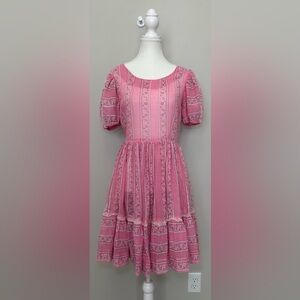 Handmade babydoll dress pink floral puff sleeves ruffles coquette Y2K punk girly